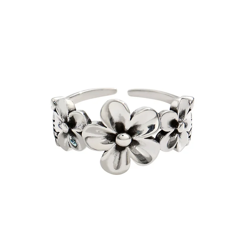 

Women Jewelry Rings Retro Style Metal Alloy Sinle Row Popular Flower Heart Finger Rings For Girl Lady Celebration Gifts