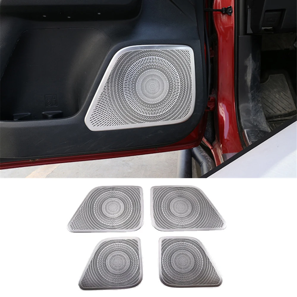 

Stainless Steel Silver Door Speaker Net Cover Decoration Trim Fit for Toyota Tacoma 2016-2020 Interior Car Accessories