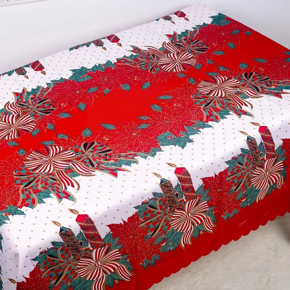 

150*180cm Christmas Decoration Tablecloth Polyester Antifouling Tablecloth Printed Table Decoration Tablecloth W2I9
