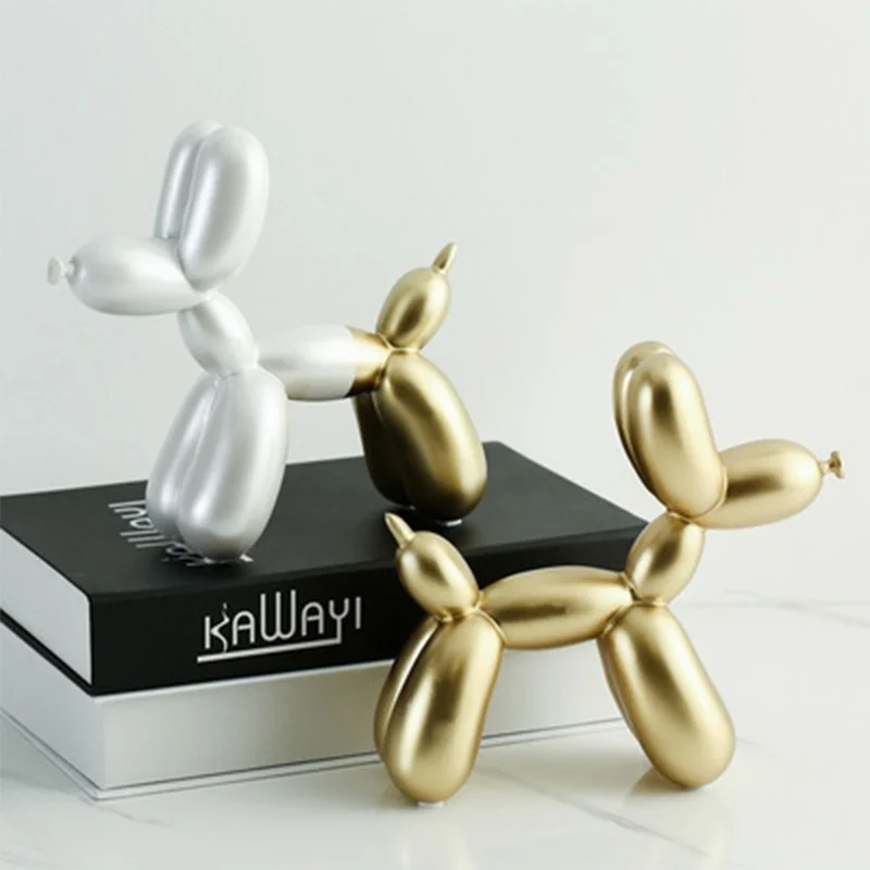 

Nordic Home Decoration Accessories Resin Golden White Dog Statue Ornament Living Room Bedroom Desktop Home Decoration Ornaments