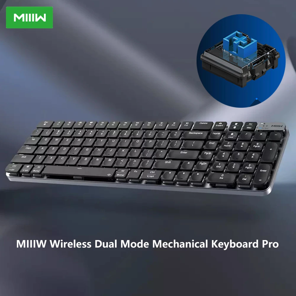 Беспроводная механическая клавиатура MIIIW PRO 102 клавиши 4 режима подсветка два Win/Mac