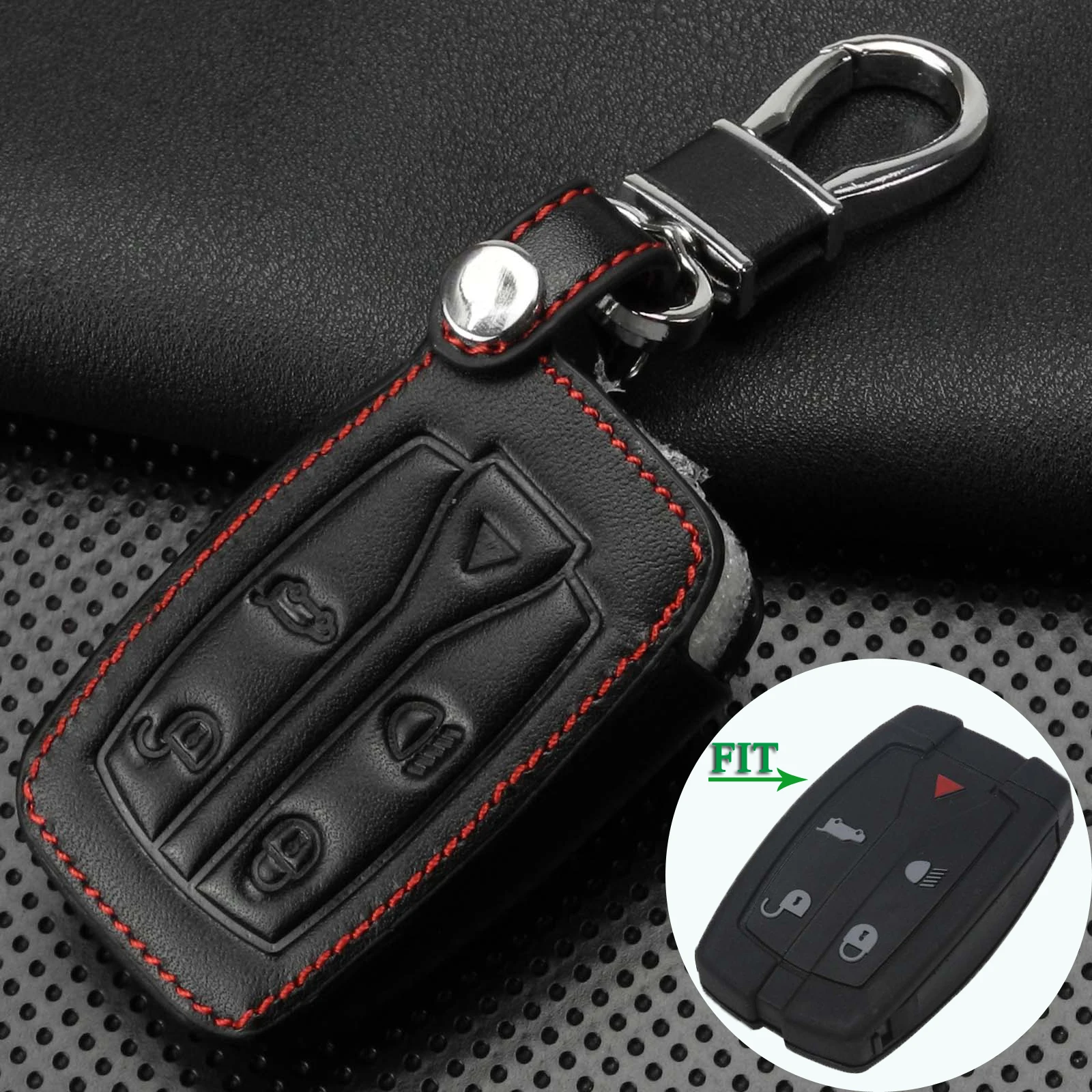 

jingyuqin 5pcs/lot 5 Buttons Remote Hand-stitched leather Case Cover Fob For Land Rover Freelander 2 3 Keychain Cover Holder