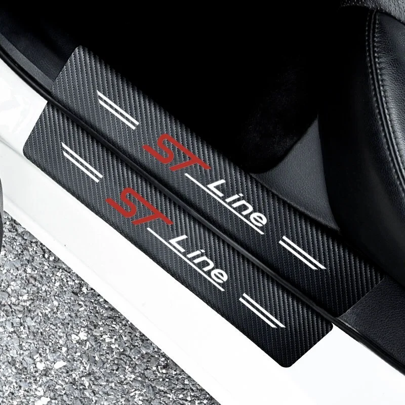 4P кожаная наклейка на порог автомобильной двери из углеродного волокна для Ford