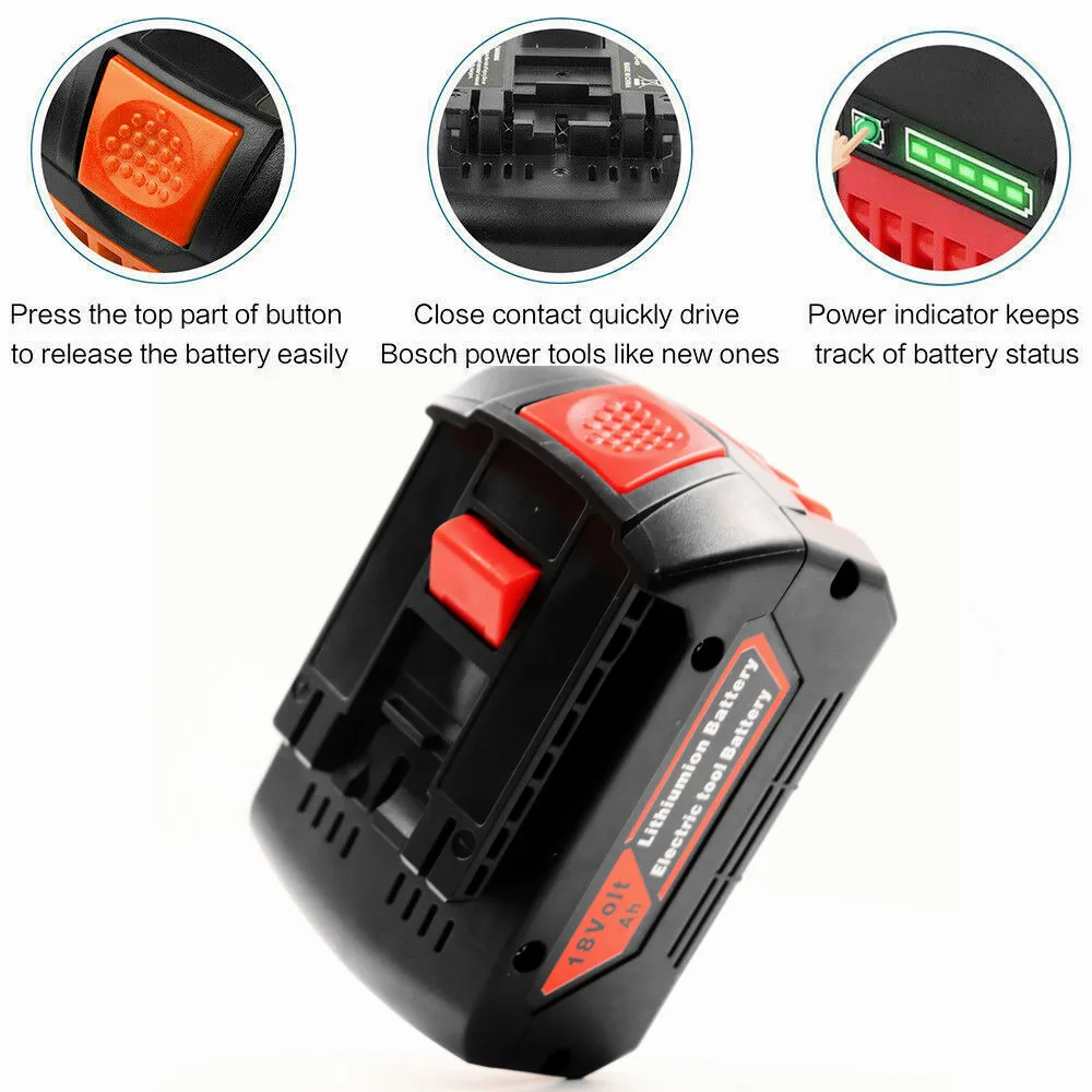 Aleaivy 18V 6.0A Rechargeable Li-Ion Battery For Bosch Power Tool Backup 6000mah Portable Replacement BAT609 Indicator Light | Электроника