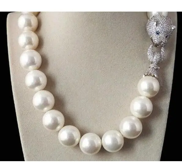 

Tremendous Big Sweater chain Beautiful NEW Huge 14mm Genuine White blue South Sea Shell Pearl Necklace jewelry Wonderful