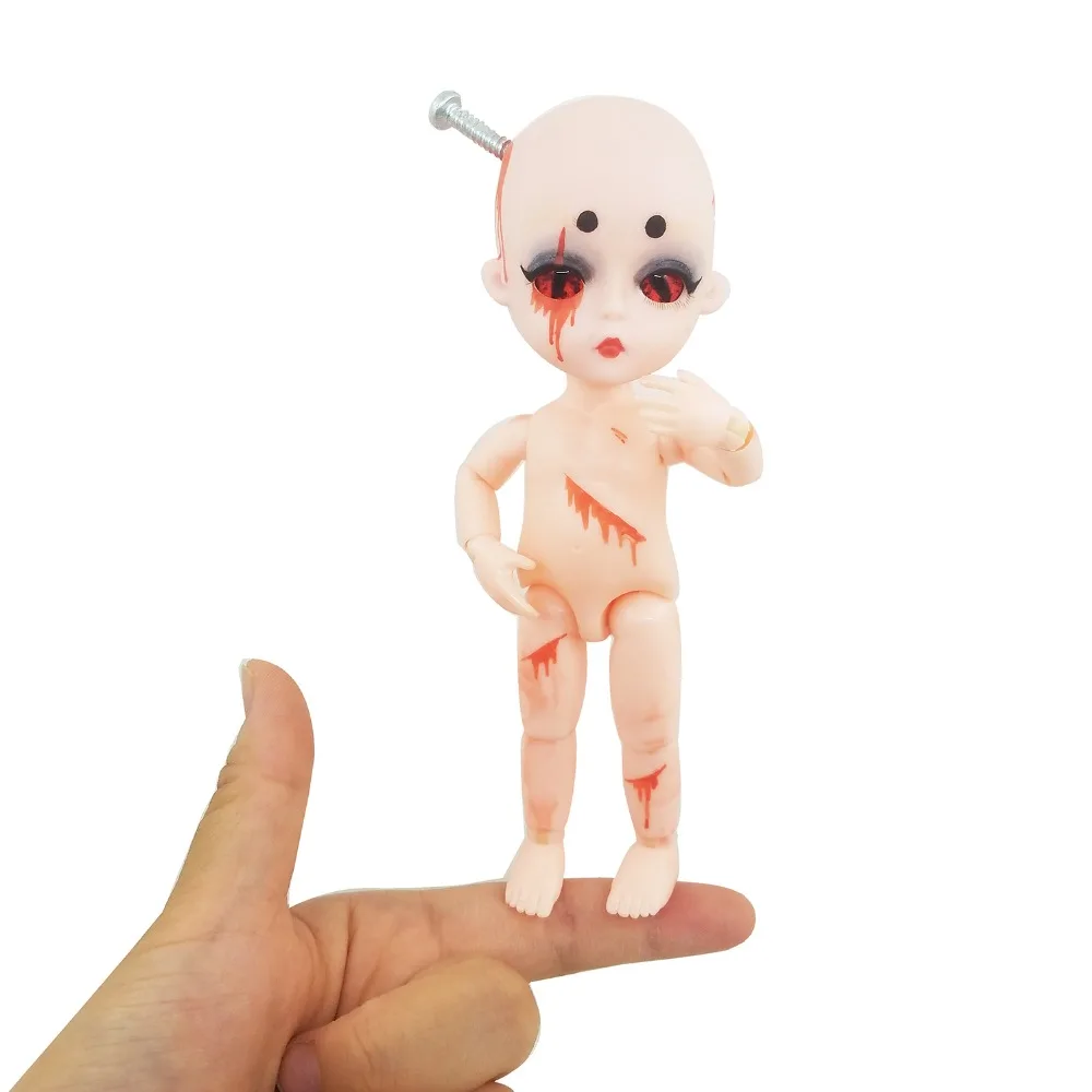 1/8 15 см кукла мертвая ходячая BJD живое кровотечение 5," без волос голая шарнирная Кукла стеклянные глаза мягкая голова твердая игрушка для Хэллоуина