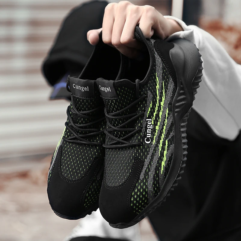 

Summer Men Casual Shoes Good Quality Youth Fashion Men Shoes Steel Toe Working Shoes Mens Plus Size Man Mesh Casual Sneakers