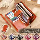 Новинка 2020, Женский кошелек из масляной вощеной кожи, женские кошельки, вместительный кошелек на молнии, Дамский Длинный клатч с ремешком на запястье, держатели для монет и карт