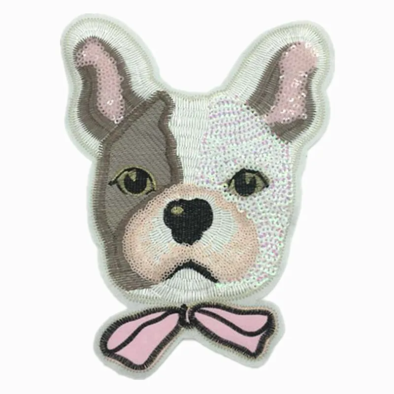 

Dog head Sequins Patch Diy Clothes Ins Stickers Large Biker Badge Sew On Patches For Clothing Strange Things Christmas Gift