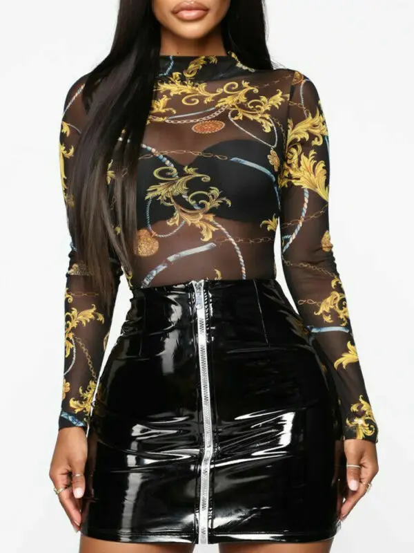 Женская цепочка с цветочным принтом модные топы длинным рукавом Повседневная