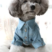 spring autumn dog clothes denim shirt jeans coat outfit garment cat puppy apparel yorkshire pomeranian poodle schnauzer clothing