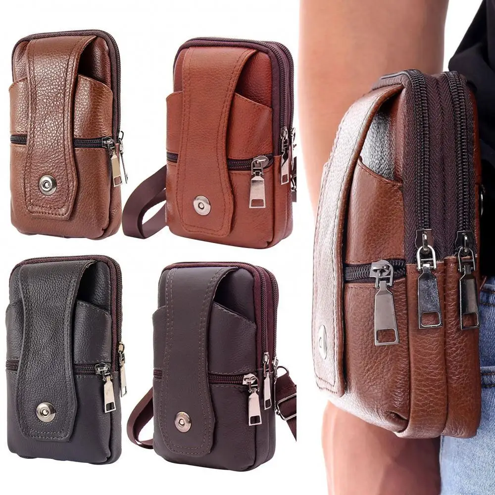

Men Outdoor Faux Leather Belt Waist Bag Mobile Phone Card Holder Case Pouch
