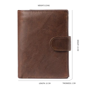 JOGUJOS Crazy Horse Leather Men's Wallet Genuine Leather Men Business Wallet RFID Men Card Id Holder Coin Purse Travel Wallet