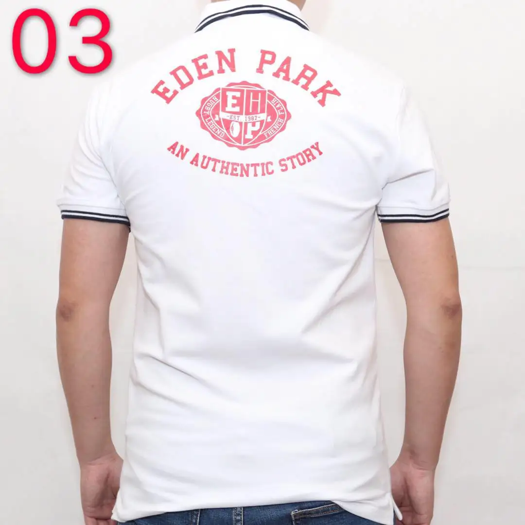 Hombre eden park Топ для мужчин с коротким рукавом Повседневная рубашка для регби camisa вышитая eden park polo мужская Тонкая однотонная хлопковая