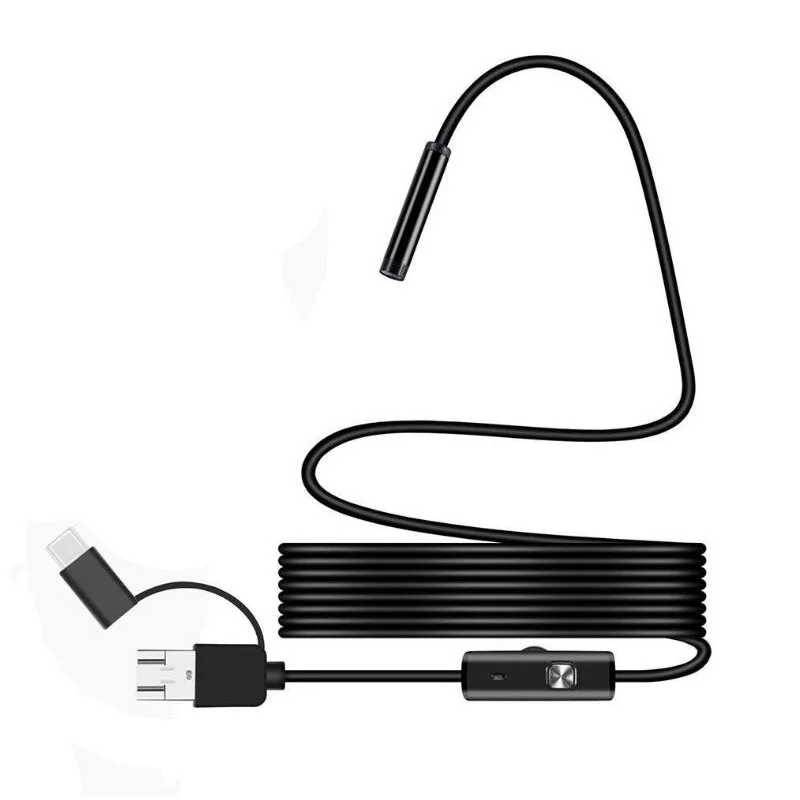 3 в 1 USB эндоскопическая Камера 7 мм USB эндоскоп Камера 10 м жесткий кабель гибкой пружины обнаружения эндоскоп для мобильного телефона, ПК, эндоскопа