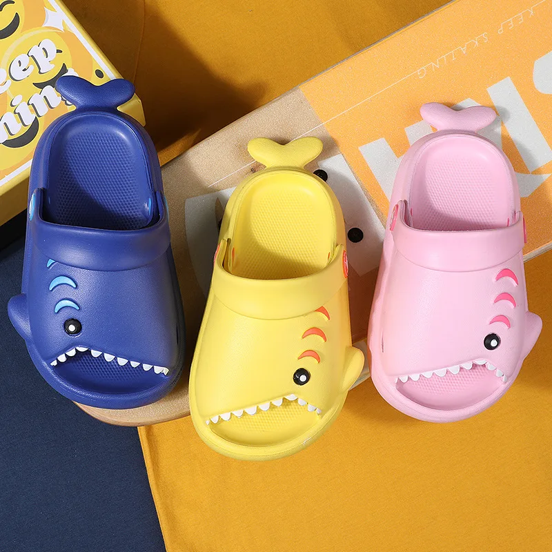 

Summer Children's Slippers Home Soft Bottom Hole Shoes Cartoon Shark Sandals Funny Beach Shoes Kids Cartoons Baby Slides Shoes