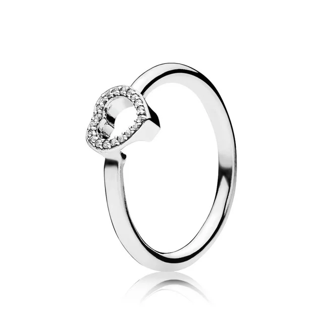 

PDB JZ 06 original 100% 925 Sterling Silver Ring with logo, transparent cubic zirconia leaf ring.