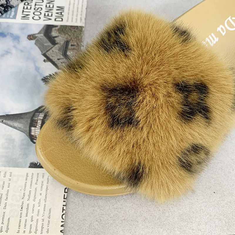

Women's hot slippers, winter shoes, flat leopard print,women's indoor fur warm and soft slippers, three colors women's slippers