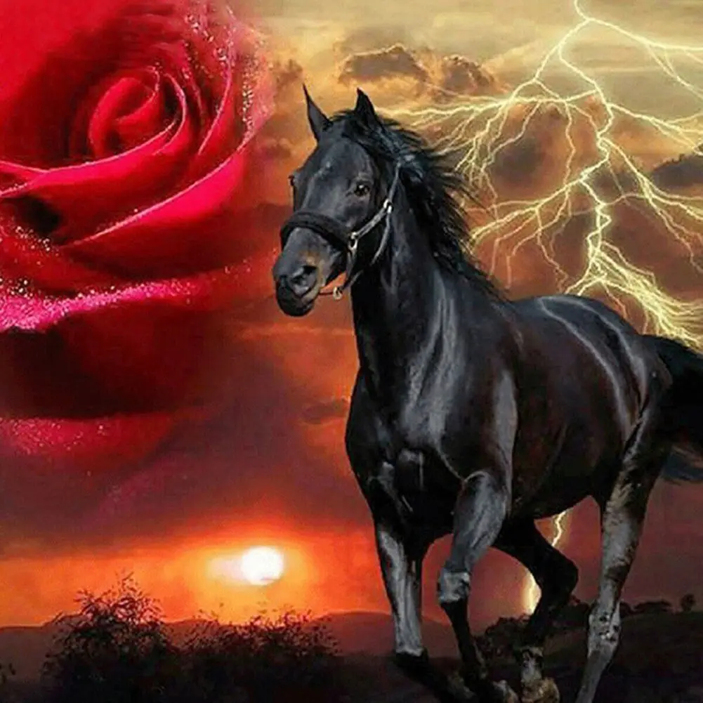 5D DIY Алмазная Картина лошадь Роза полная квадратная вышивка животное птица и