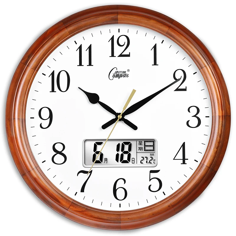 Living room wall clocks solid wood home fashion charts quartz mute atmosphere new Chinese European wave clock | Дом и сад