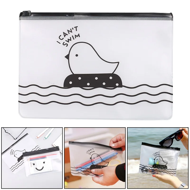 Сумка для хранения на молнии прозрачный милый чехол-карандаш ручки Карманный