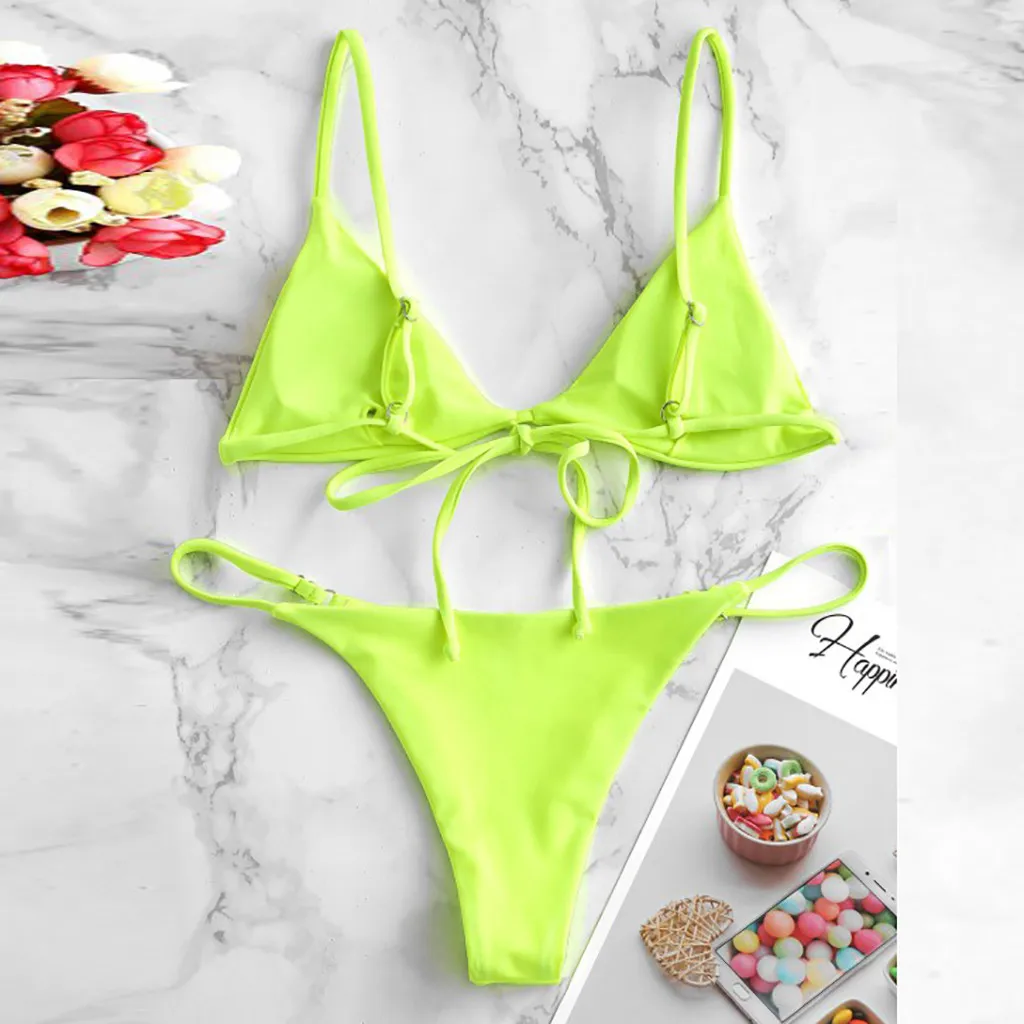 Swimwear Women Low Waist Sexy Separate Women's Swimsuit Solid Summer Bikini Set Beach Wear Female bikinis 2020 mujer |