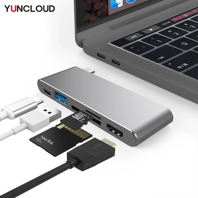 

USB C HDMI PD Charge Adapter TypeC Hub USB-C 3.1 to HDMI-compatible 4K USB PD TF/SD Combo Docking Station Dongle For MacBook Pro