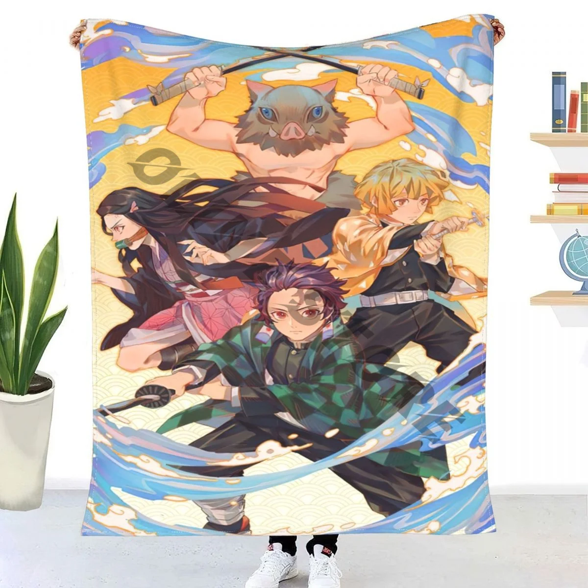

Плед Kimetsu No Yaiba для рассекания демонов, мягкое фланелевое одеяло для кровати, покрывало для дивана на все сезоны 50x40 дюймов