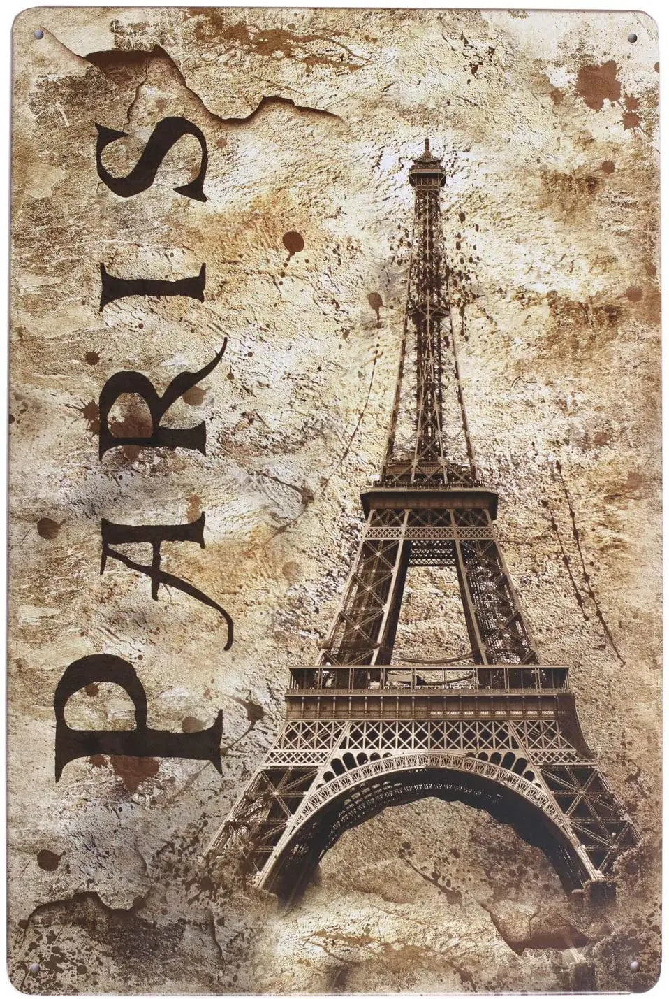 

JUCHen Eiffel Tower Paris Aluminum Sign Metal Plate Decorative Sign Home Decor