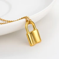 unique lock pendant necklaces for women trendy chic stainless steel choker kpop jewelry couple clavicle chain gift for friends