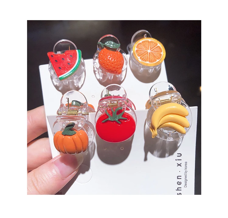 Милые заколки для волос в виде овощей и фруктов женщин девушек аксессуары