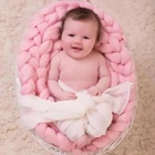 Шерстяное вязаное крючком одеяло для младенцев реквизит для фотосъемки новорожденных крупное вязаное одеяло корзина наполнитель Пеленальное Одеяло