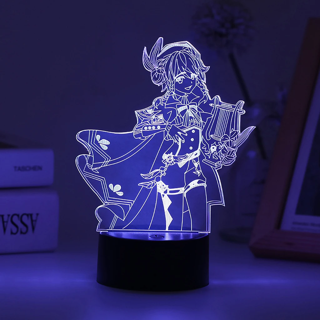 Аниме ночной Светильник Genshin Impact Venti детская Светодиодная лампа Xiao Usb для детской