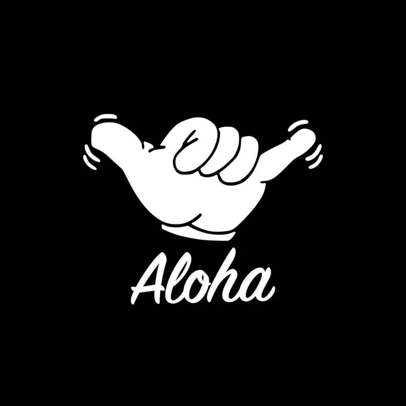 Черная/Серебряная Виниловая наклейка Aloha Shaka для автомобиля, декор бампера, наклейки, водонепроницаемая, съемная наклейка, новая S1176