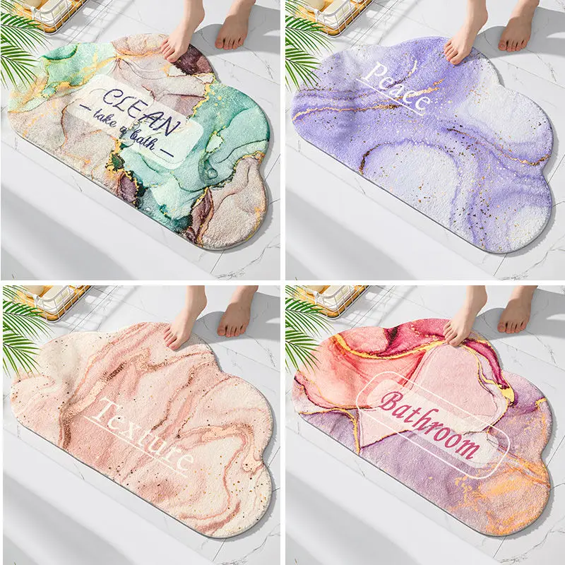 

Cloud Shaped Print Carpets for Living Room Flower Printed Parlor Bedroom Chair Rugs Toilet Bath Decorate Non-slip Door Bath Mat