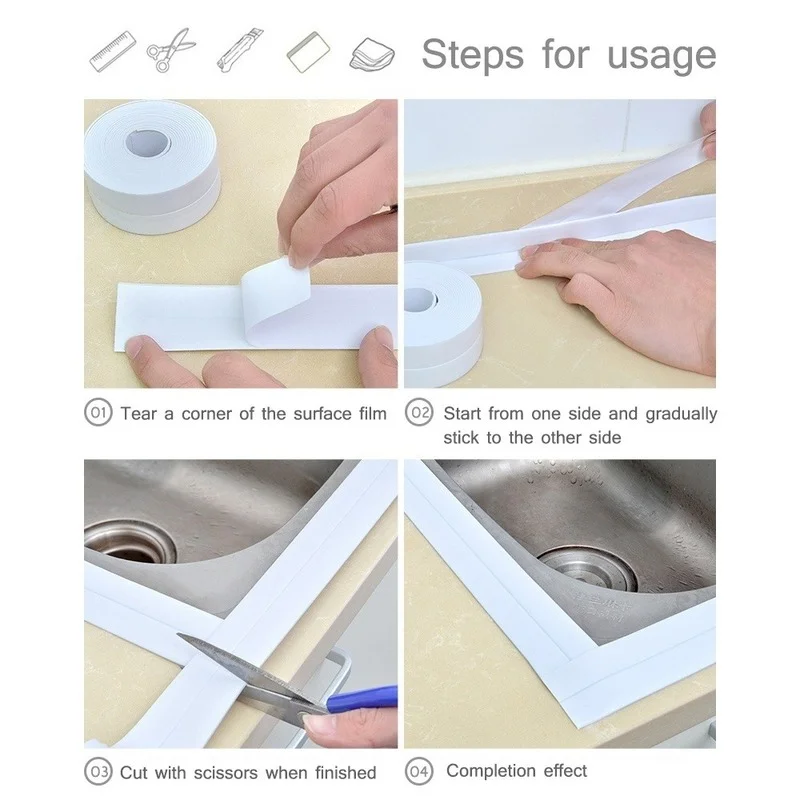 

Bathroom Shower Sink Bath Sealing Strip Tape PVC Self adhesive Waterproof Wall Sticker Wall Decor Living Room Decoration