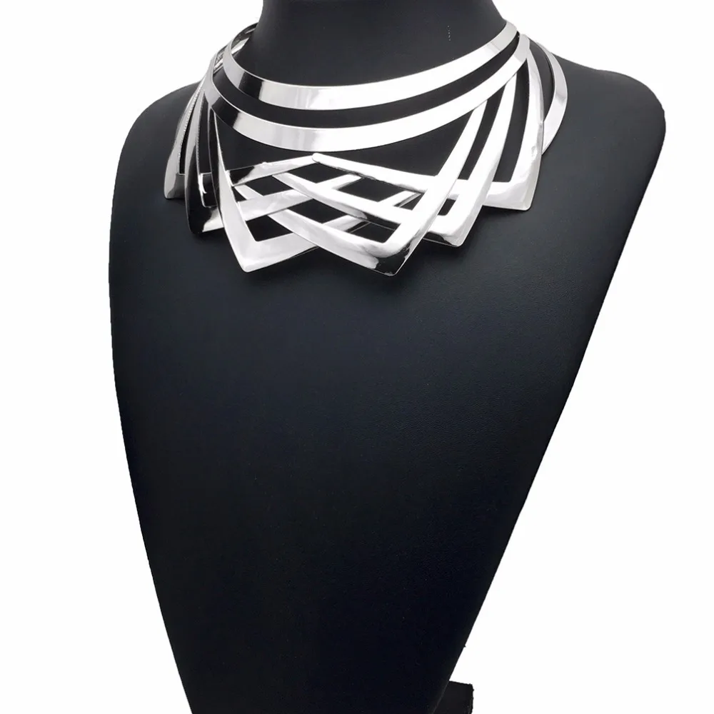 

Choker Necklace for Women Hollow Out Gold Color Alloy Collar Necklace African Big Jewelry Chokers