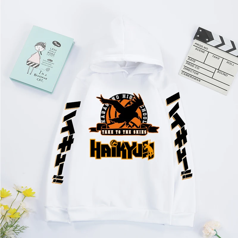 Худи Haikyuu с японским аниме свитшоты пуловер капюшоном хлопковая одежда длинным
