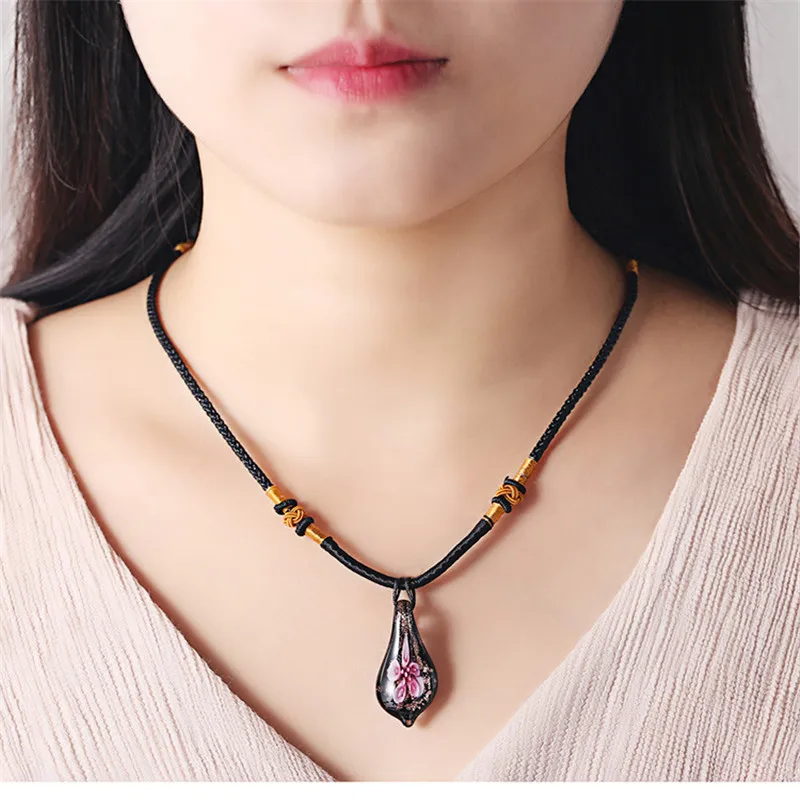 Женское винтажное длинное ожерелье в форме капель шара из стекла подарок на день