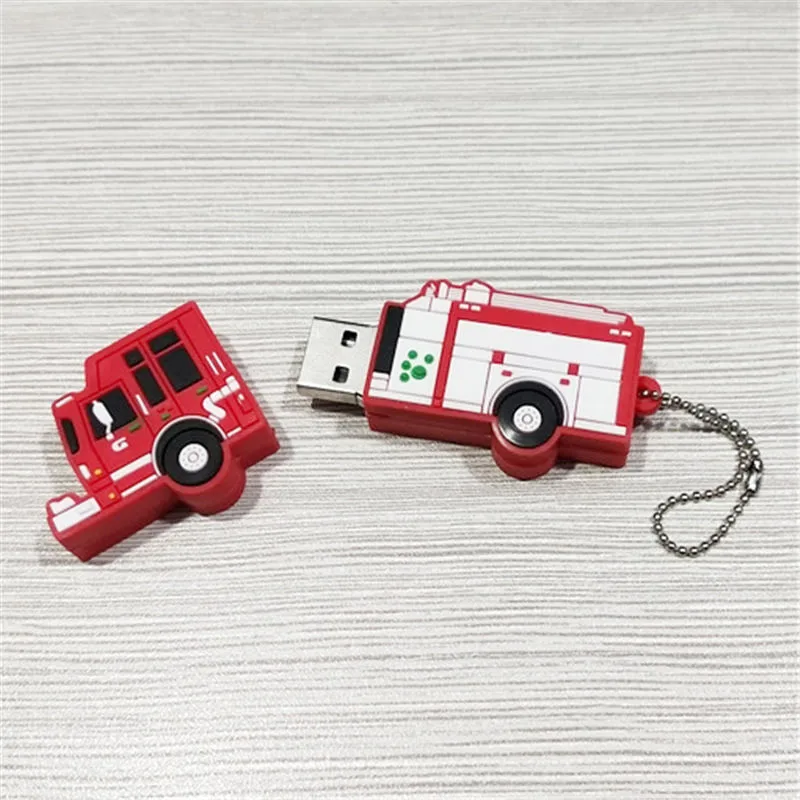 USB флеш-накопитель мультфильм пожарная машина ручка привод 4 ГБ 8 16 32 64 милые