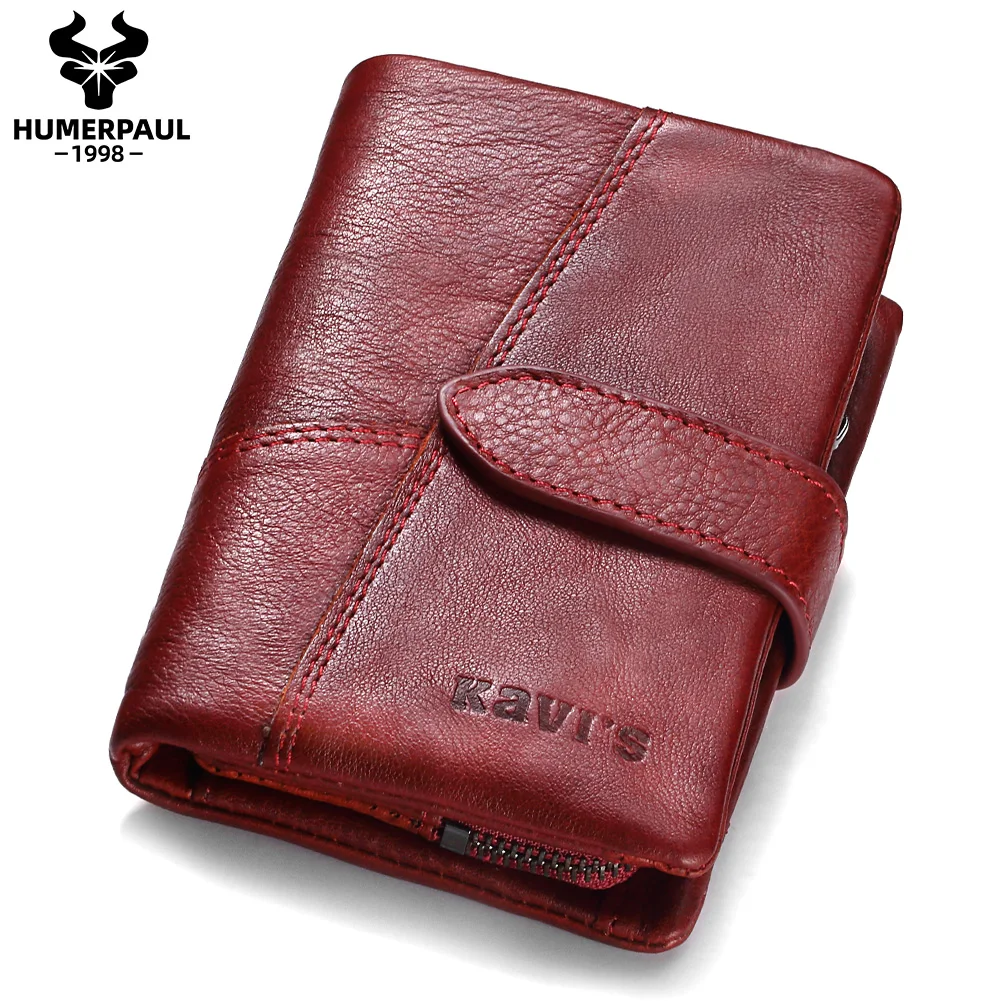 

Маленький женский кошелек из натуральной кожи, модный Дамский бумажник с RFID-защитой и застежкой для мелочи, кредитница, роскошное портмоне, ...