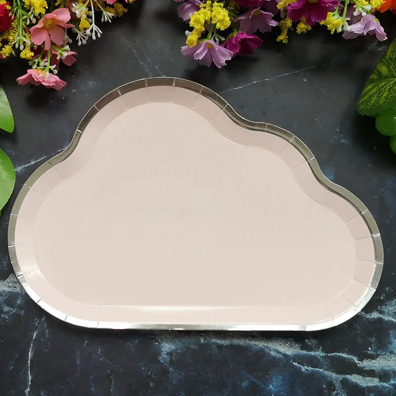 8PCS Pink Одноразовая посуда вечерние украшения на вечеринку дня рождения украшения Дети облако бумажный лоток белый бумажный лоток Свадьба деко - Цвет: 8PCS Pink