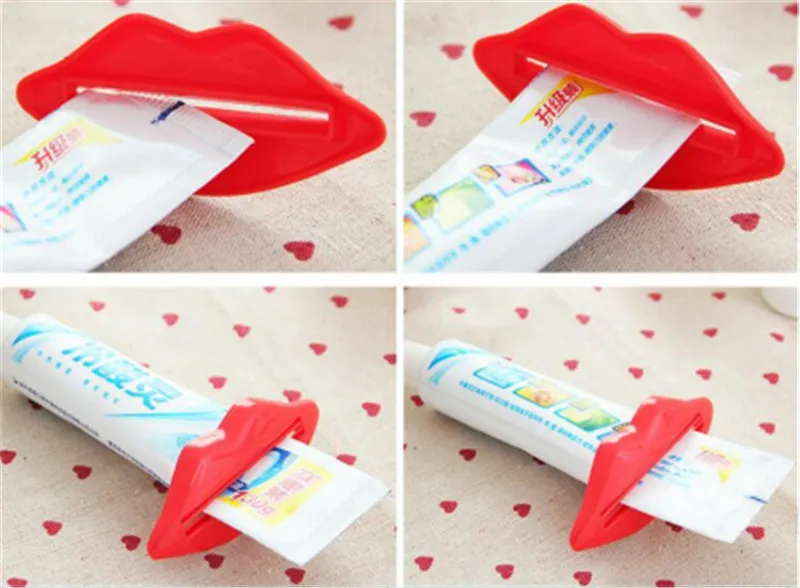 Горячие весело губы Пластик зуб дозатор пасты держатель прокатки устройство для