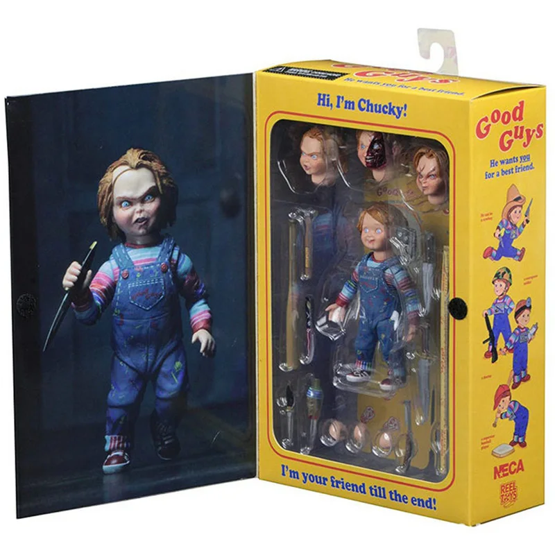 

Anime Action Figures Chucky Deluxe Edition Interchangeable Head Removable Standing Posture PVC Action Figures Party Toys Gifts