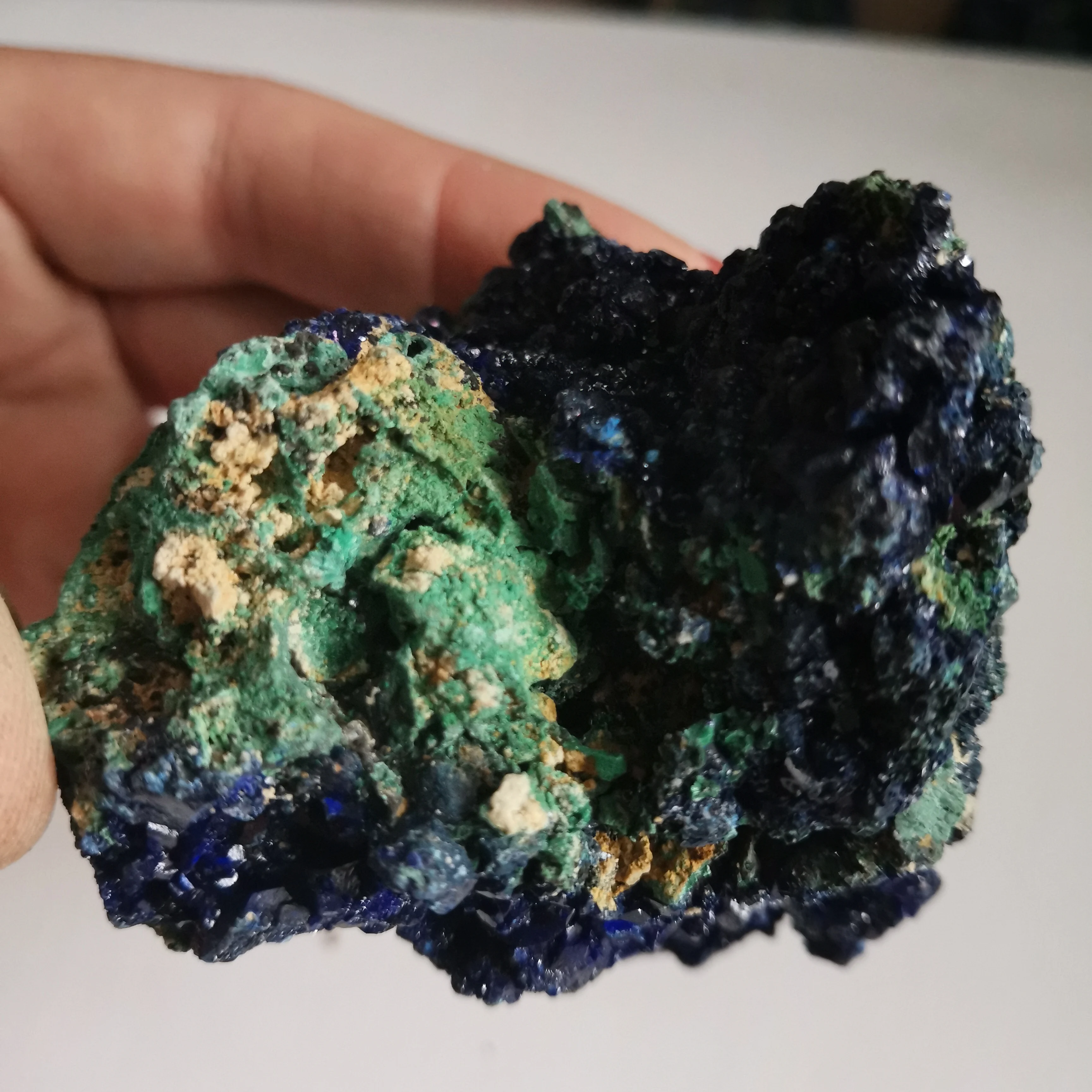 131 г натуральный чессилитовый материал образец Azurite Geode Bule и зеленый Целебный