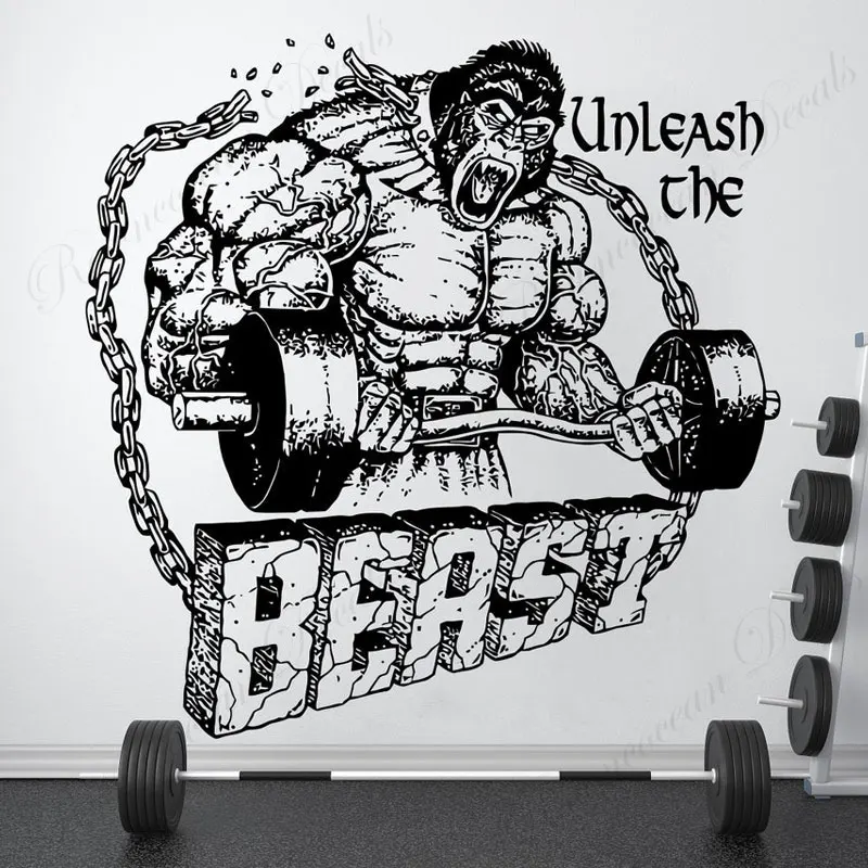 

Bodybuilder Gym Sign Fitness Coach Sport Muscles Gorilla Wall Sticker Vinyl Interior Home Decor Wall Decals Removable Mural 4662