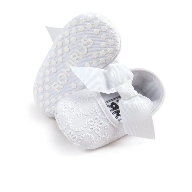 Хлопковая обувь с бантом для новорожденных девочек нескользящая принцессы