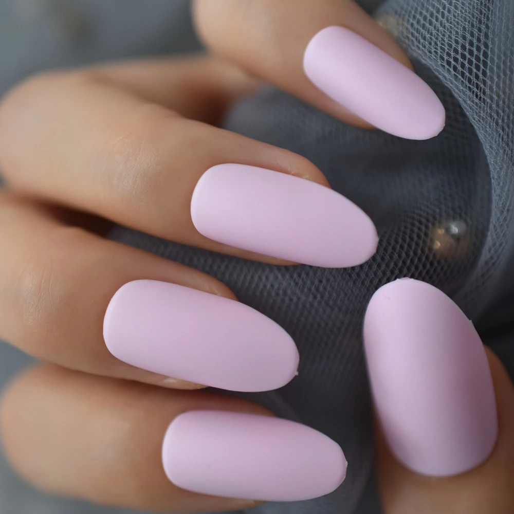 24 шт. светильник лые детские розовые овальные Длинные круглые накладные ногти