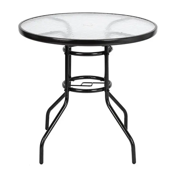 

Outdoor Dining Table Square / Round Toughened Glass Table Yard Garden Glass Coffee Leisure Table