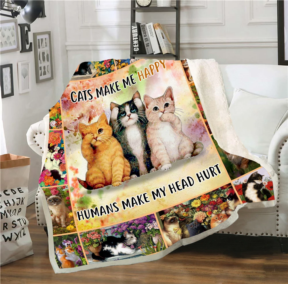 

Flannel Blanket Animals Lovely Cats Printing 3D Digital Printed Soft Vintage Bedding Bedspread Blankets Kids Adult Room Decor
